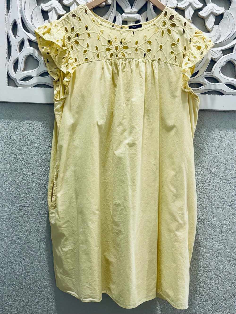 Ann Taylor yellow eyelet shift dress